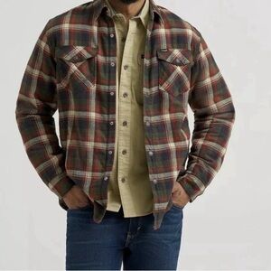 Men’s Wrangler Plaid Flannel Sherpa Lined Shirt Jacket, NWT